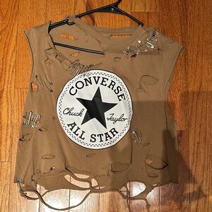 Converse Brown Distressed Tank with Logo